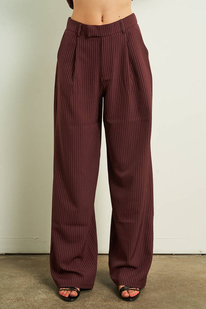 Pinstripe Wide-Leg Pant