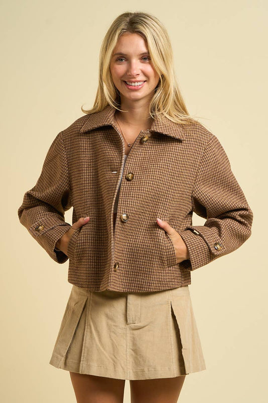 Houndstooth Cropped Jacket