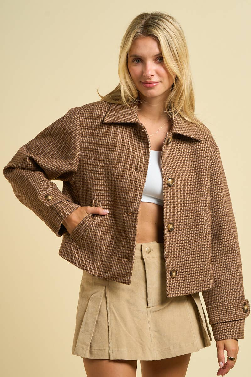 Houndstooth Cropped Jacket