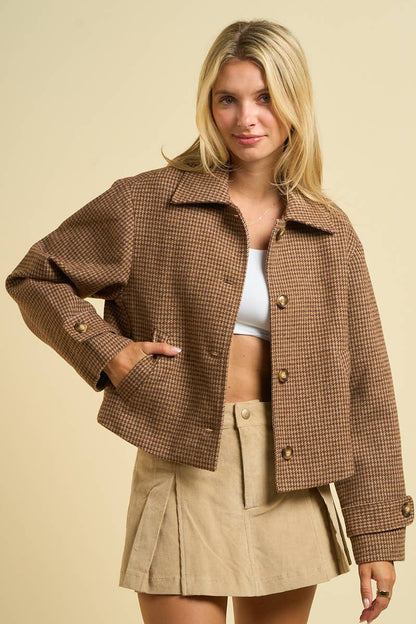 Houndstooth Cropped Jacket