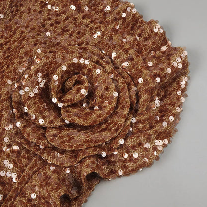 3D Floral Sequin Strapless Ruffle Evening Dress