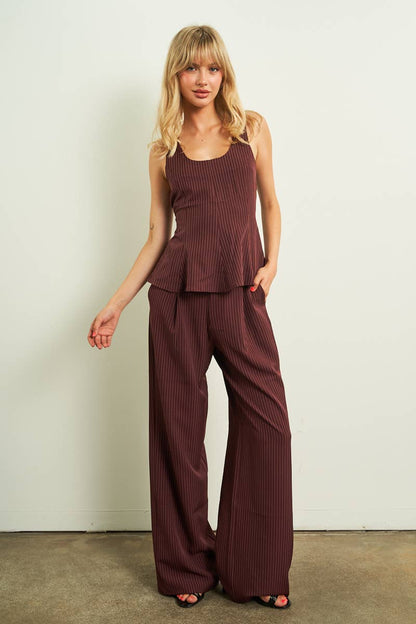 Pinstripe Wide-Leg Pant