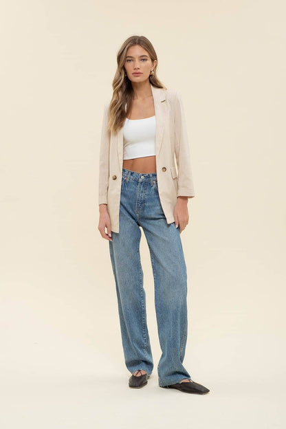 3/4 CUFF SLEEVE COLLARED BLAZER