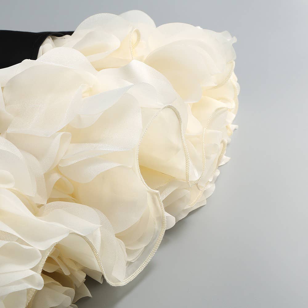 Retro Black & White Square Neck Tutu Party Dress