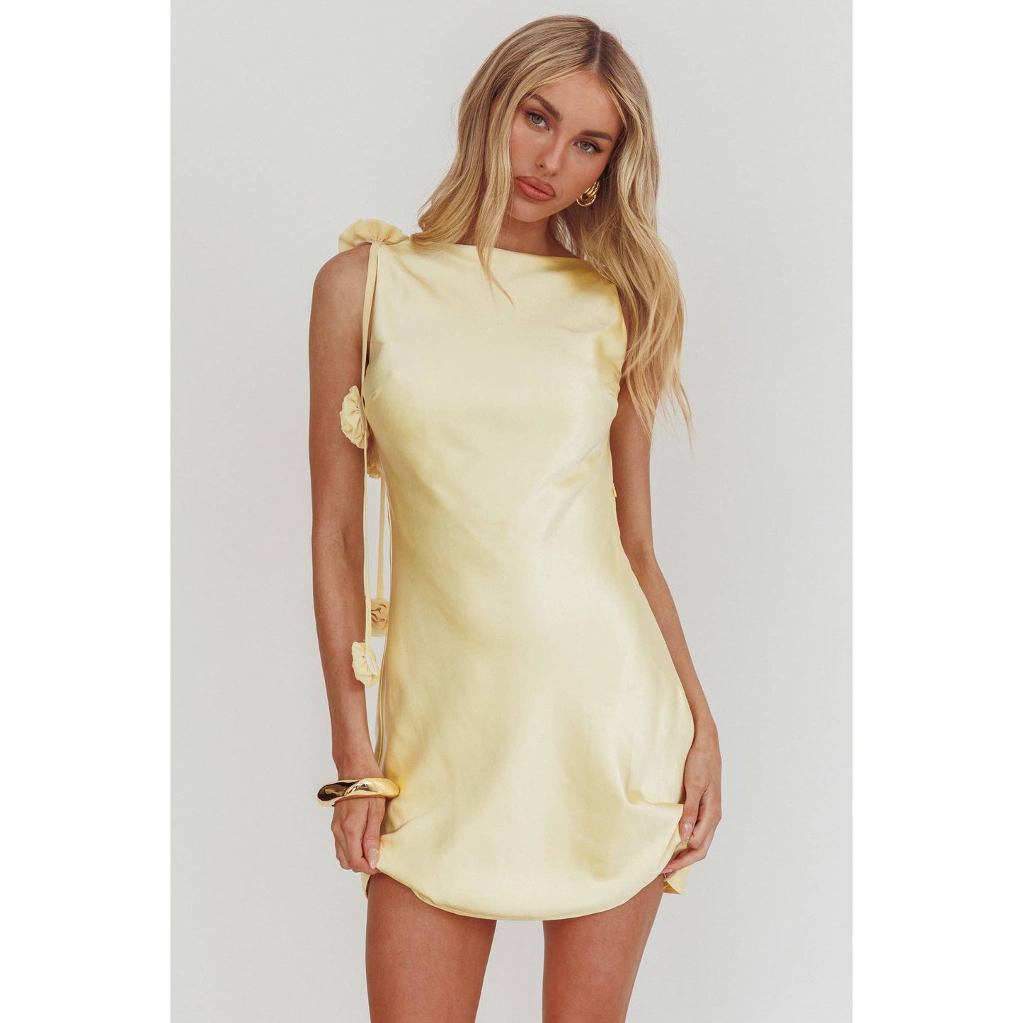 Yellow Satin Mini Dress