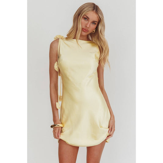 Yellow Satin Mini Dress