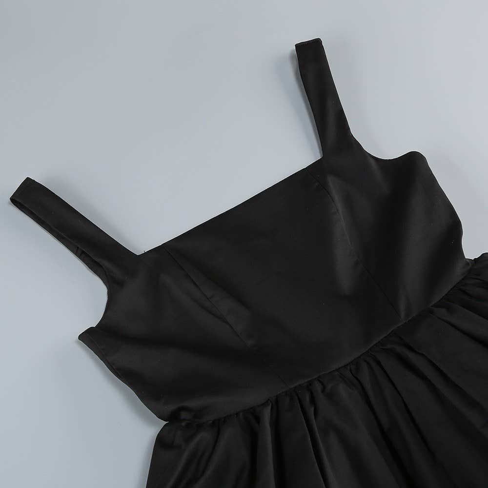 Retro Black & White Square Neck Tutu Party Dress