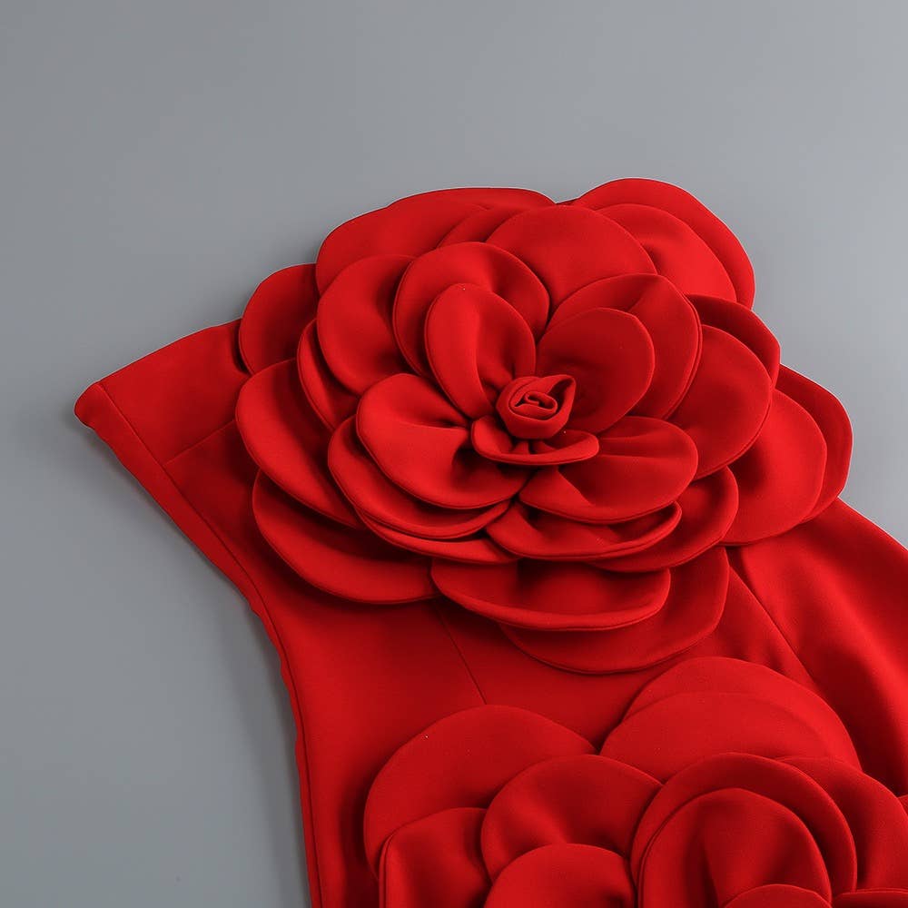 3D Flower Tube Dress - Bold Elegance
