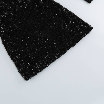 Sparkling Sequin One-Shoulder Long Sleeve Party Dress