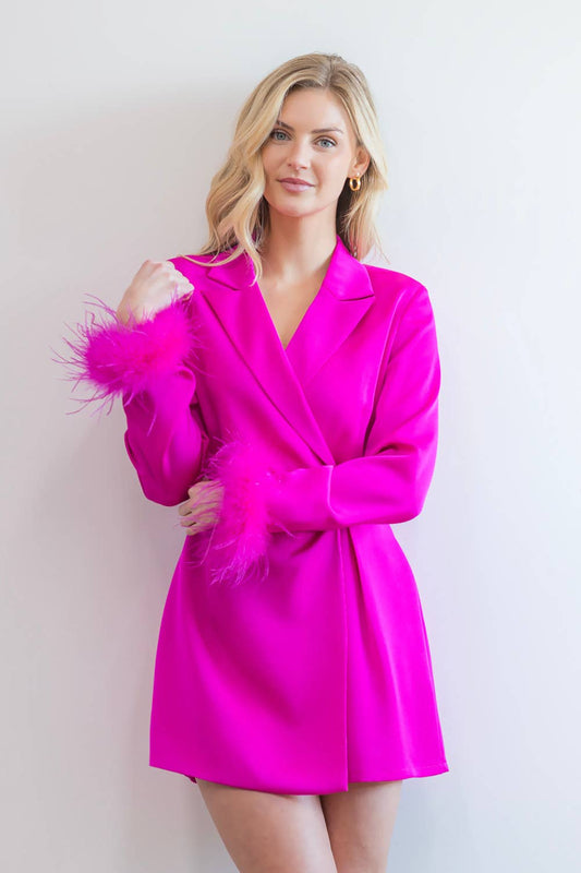 Satin Romper with Feathers