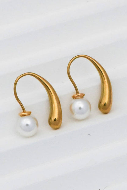18K Gold Plated Waterproof Stainless Steel Hoop Earrings - 7167