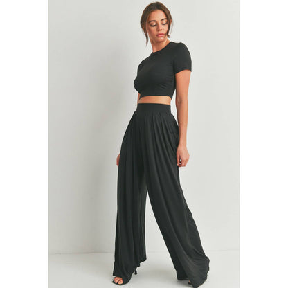 Crop Top & Palazzo Pant Set in Black