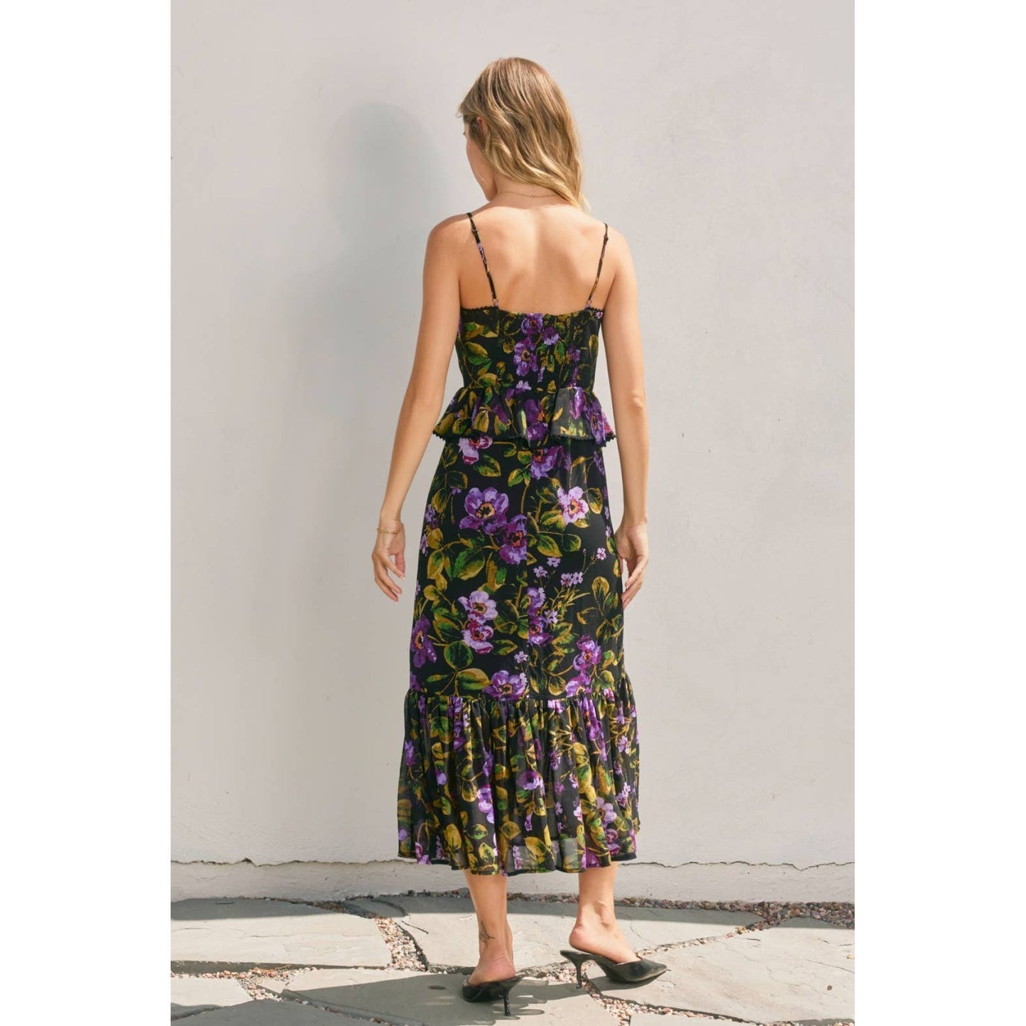 Midnight Lurex Ruffled Dress