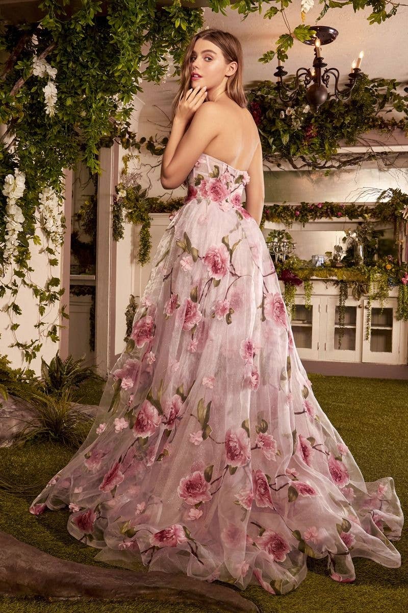 Portrait Of A Rose Printed Organza Gown: 12