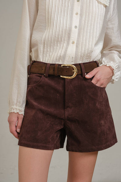 Suede High-Rise Shorts