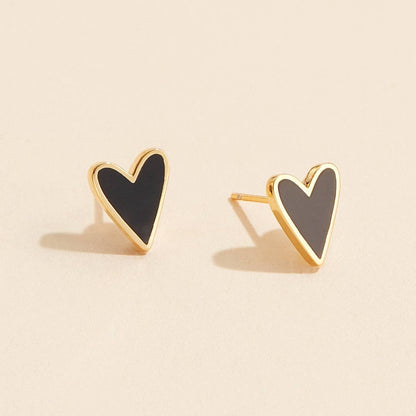 Enamel Heart Stud Earrings