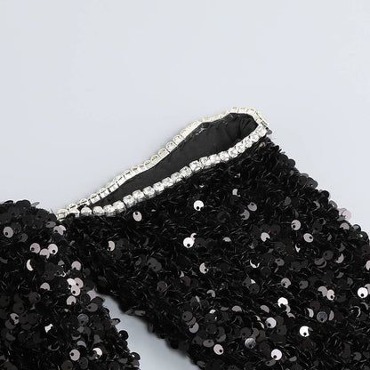 Sparkling Sequin One-Shoulder Long Sleeve Party Dress