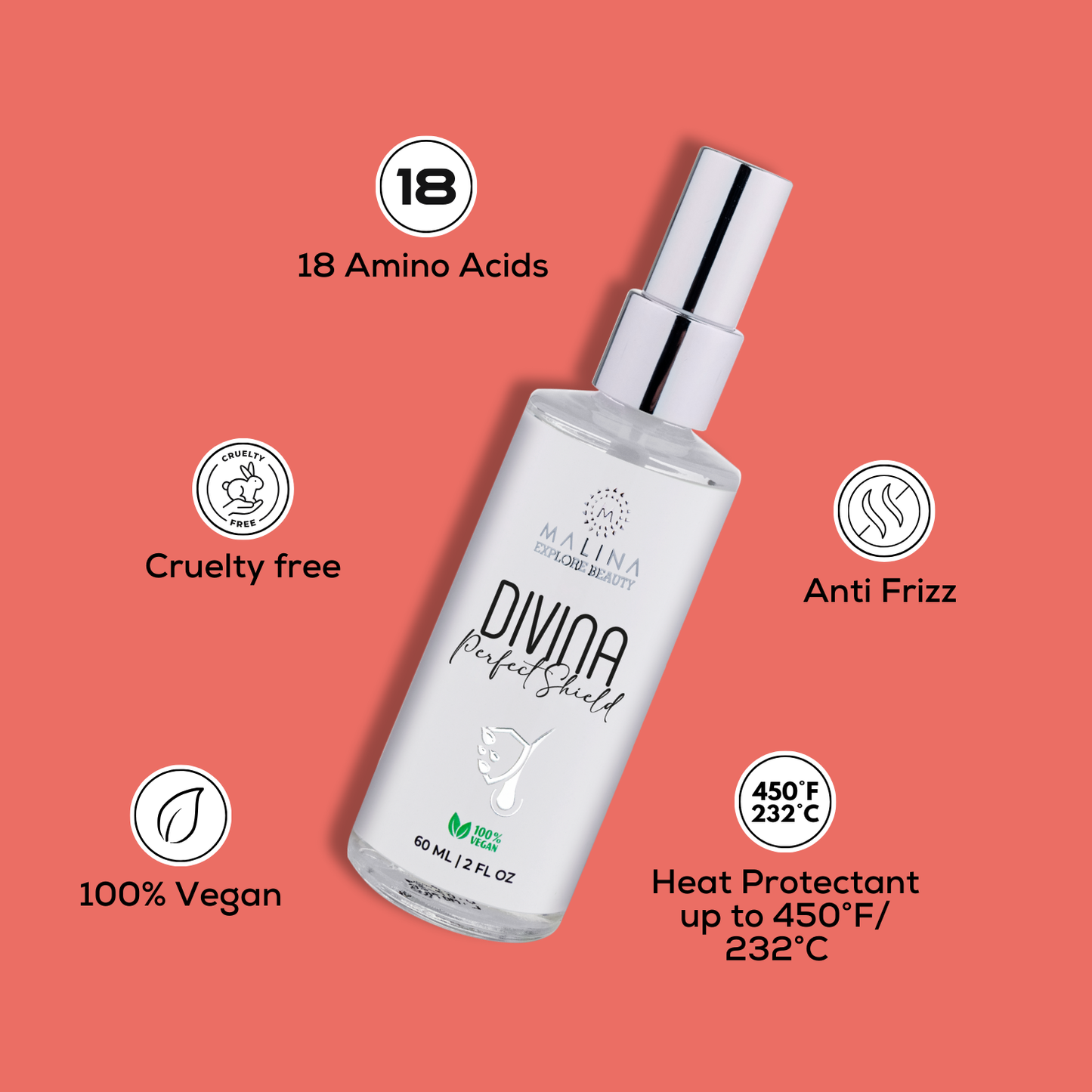 Malina Protective Frizz Control Styling Spray (Divina)  4 Oz