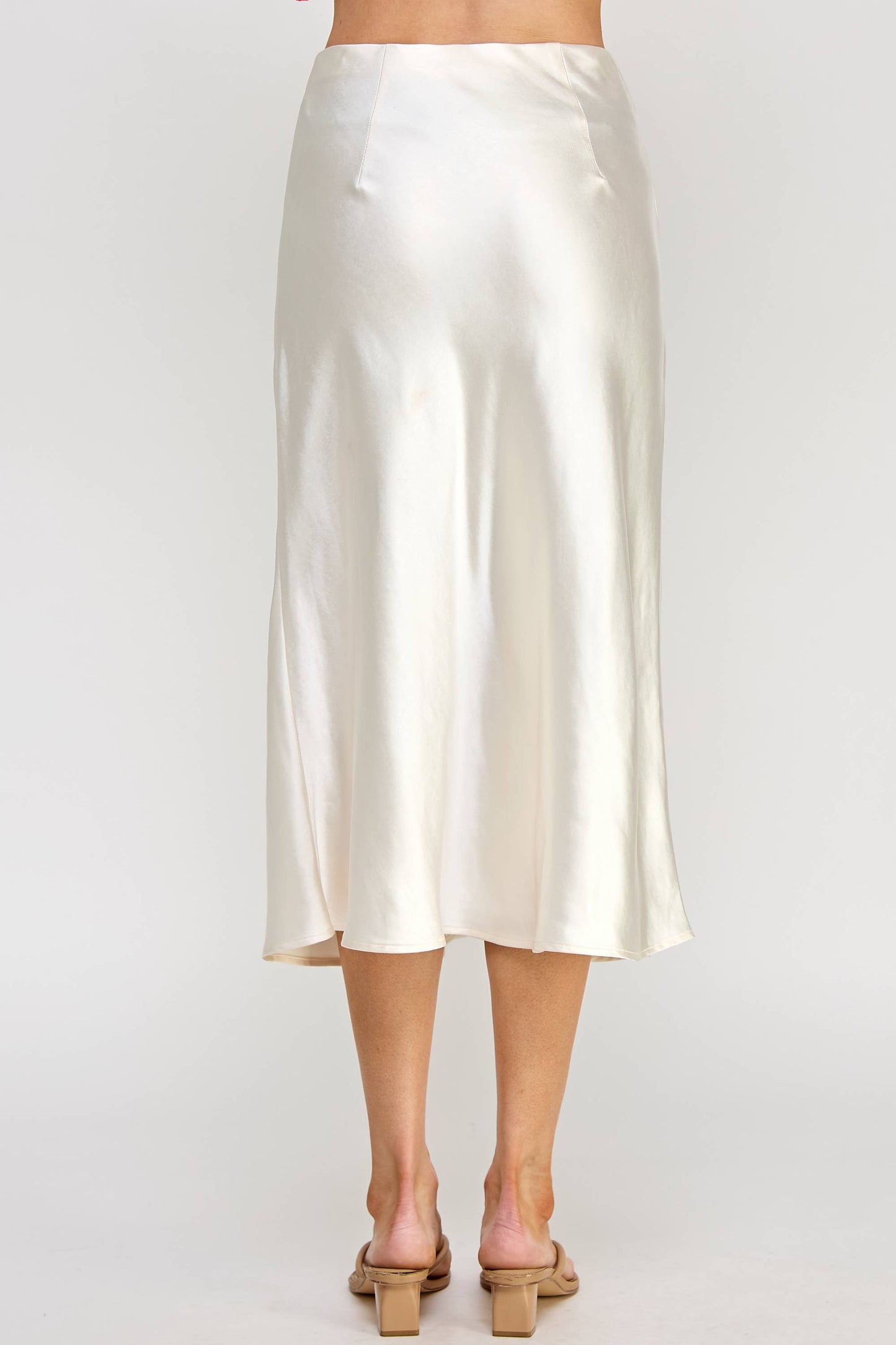 Satin Pearl Midi Skirt