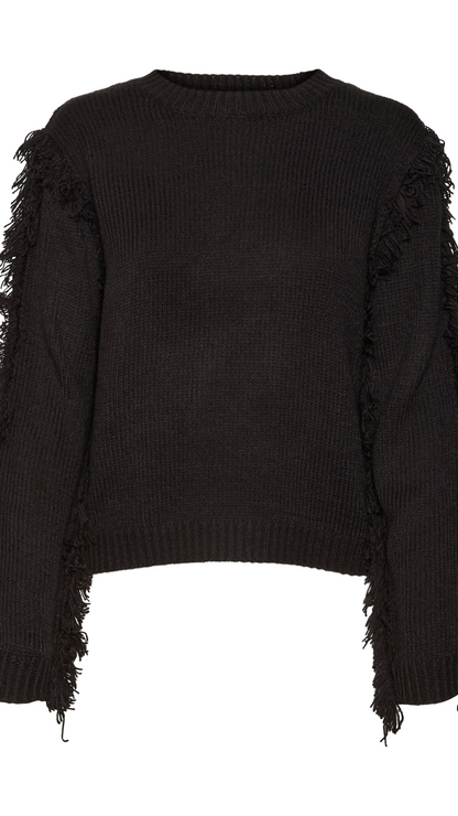 Black Fringe Pullover Sweater