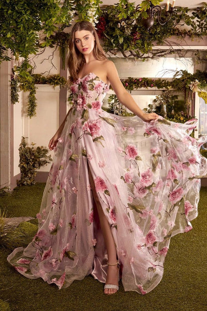 Portrait Of A Rose Printed Organza Gown: 12