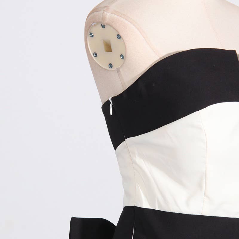 Natalia Striped Bow Elegant Dress (also available to rent)