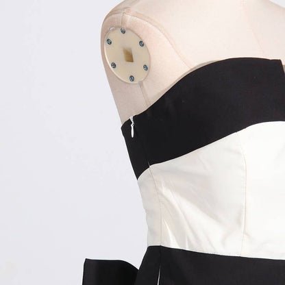 Natalia Striped Bow Elegant Dress (also available to rent)