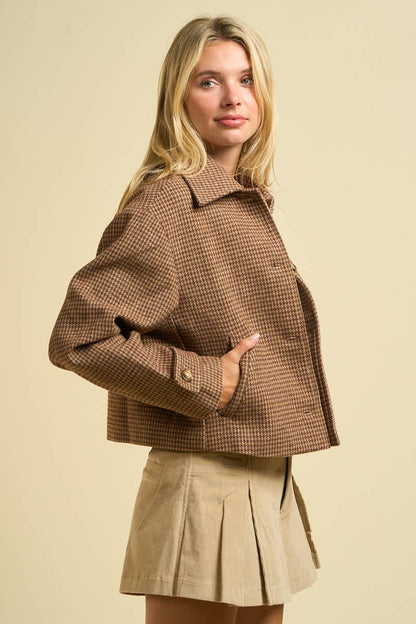 Houndstooth Cropped Jacket