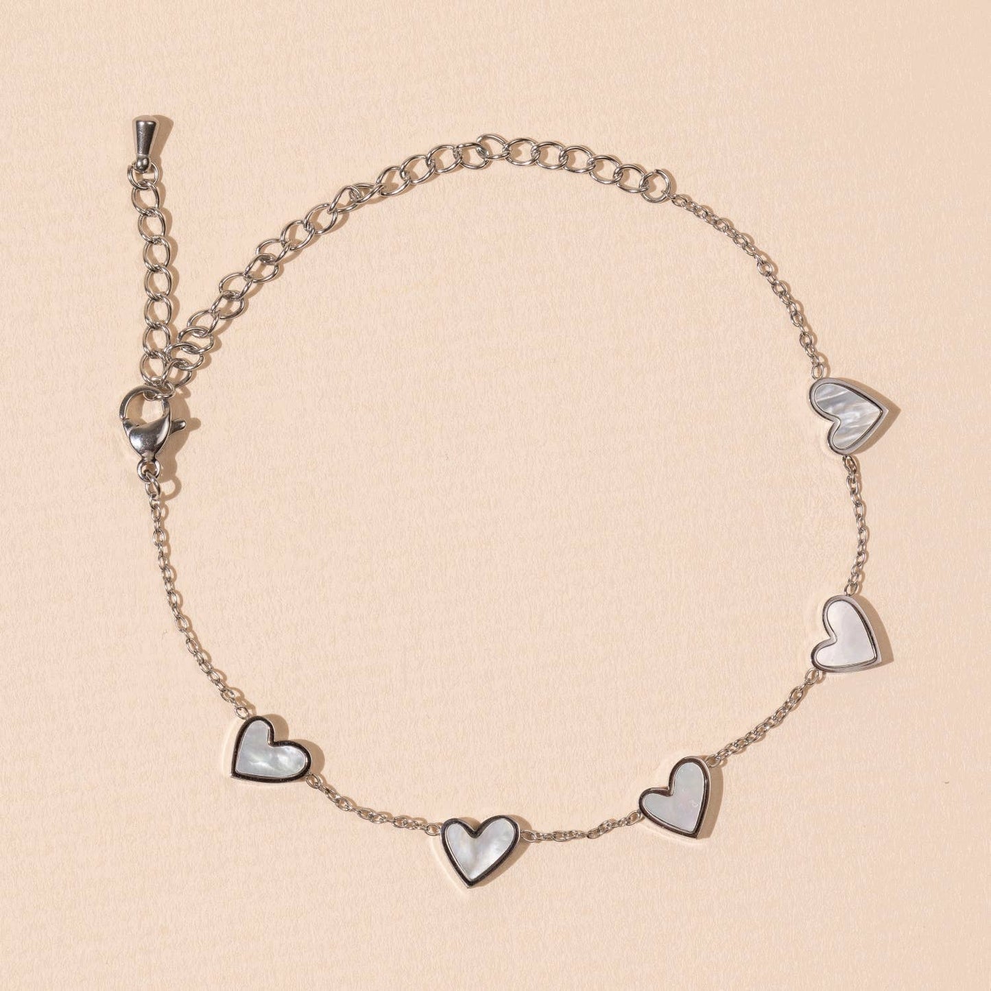 SS Anklet with Heart Charms