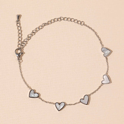 SS Anklet with Heart Charms