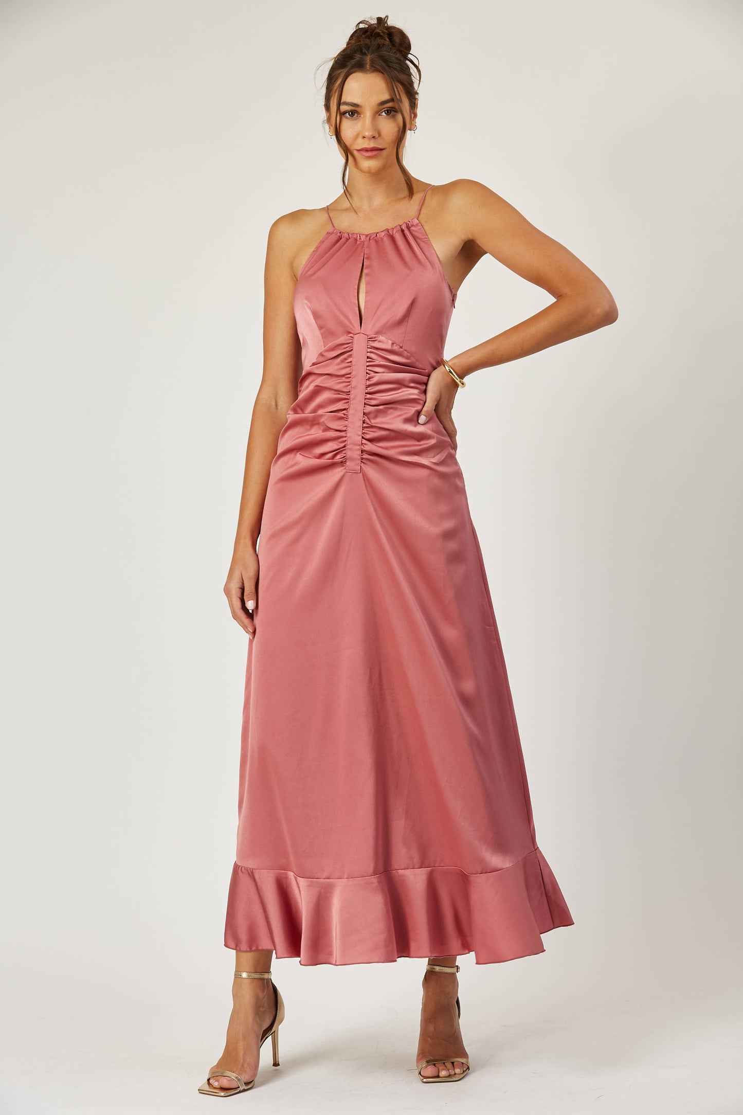 Arya cinched front halter dress