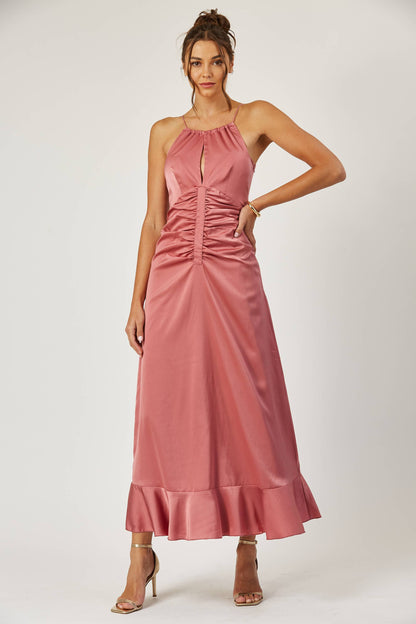 Arya cinched front halter dress