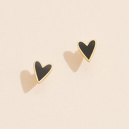 Enamel Heart Stud Earrings