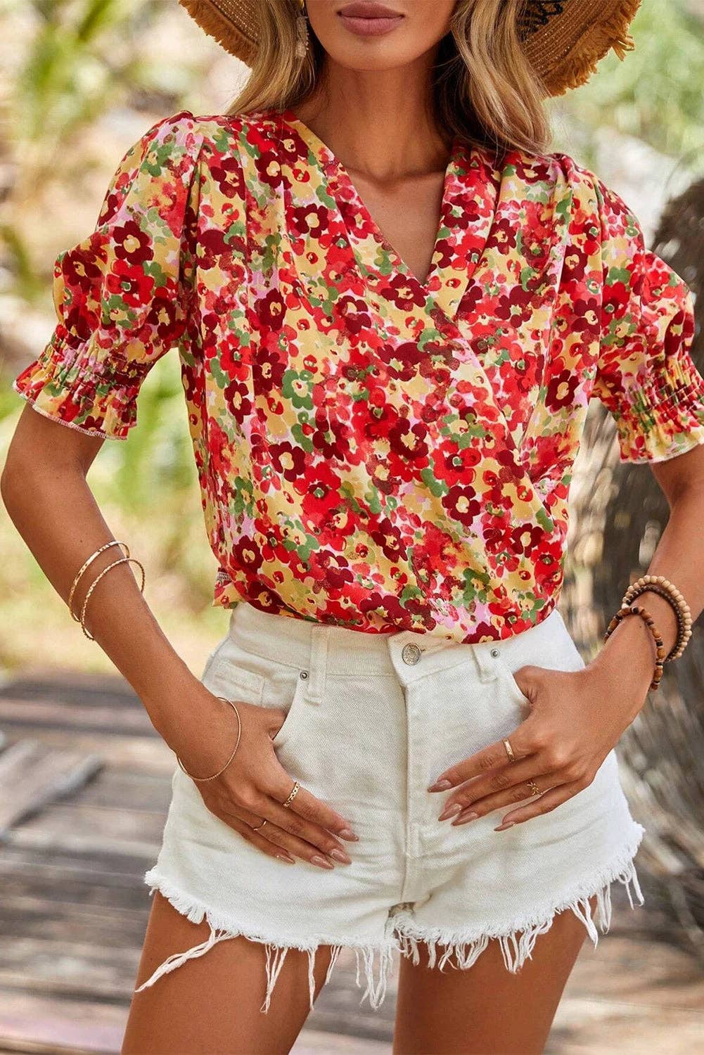 Floral Wrap Blouse