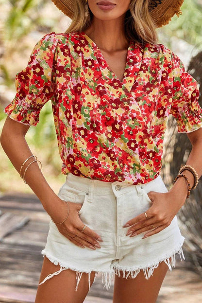 Floral Wrap Blouse