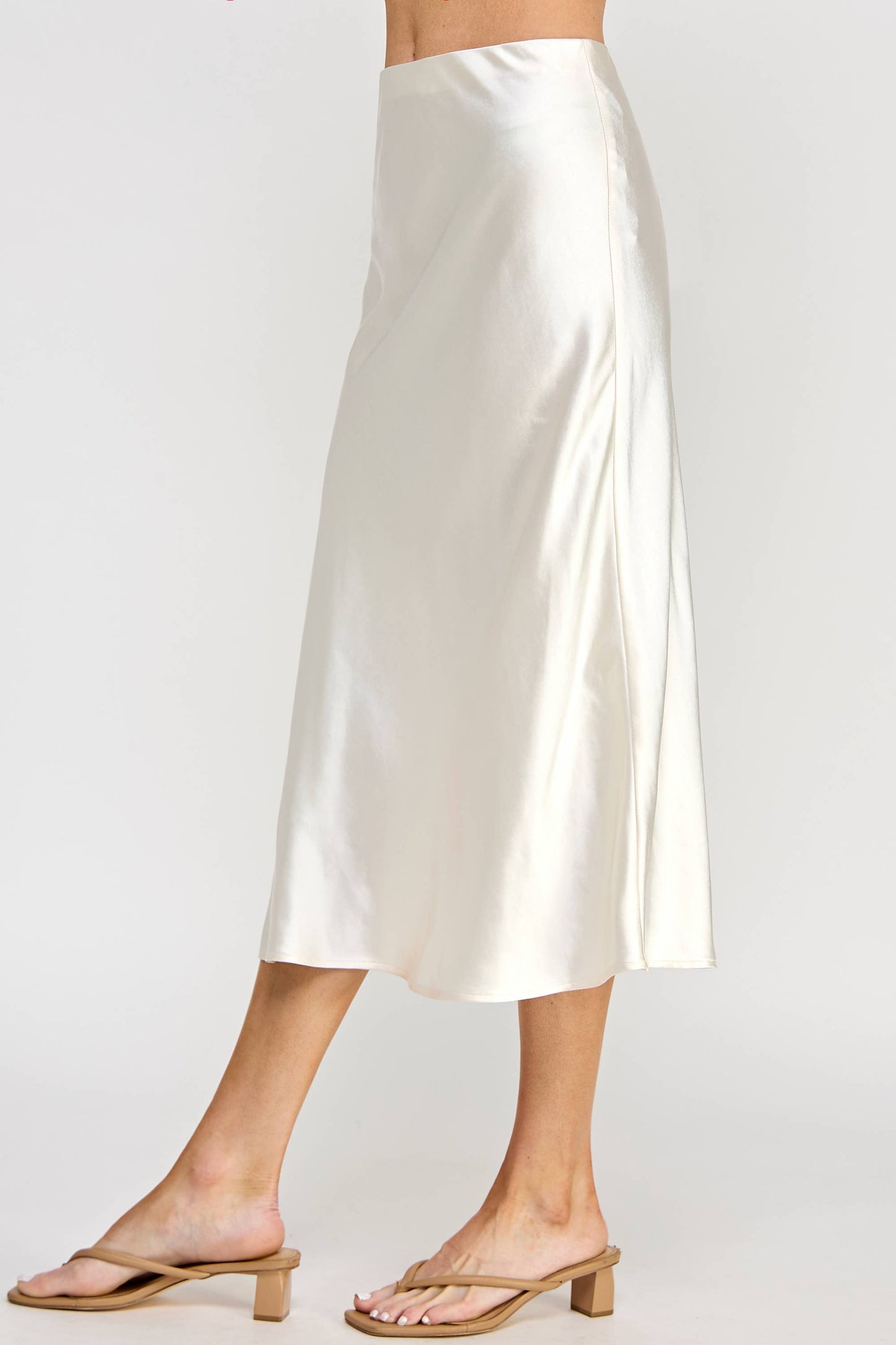 Satin Pearl Midi Skirt