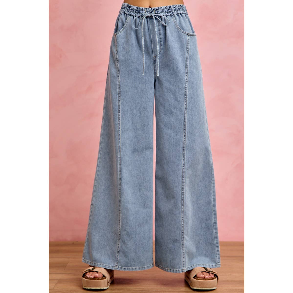 Elastic Wide Leg Jeans