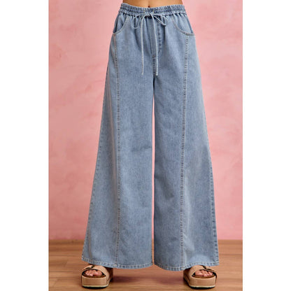 Elastic Wide Leg Jeans