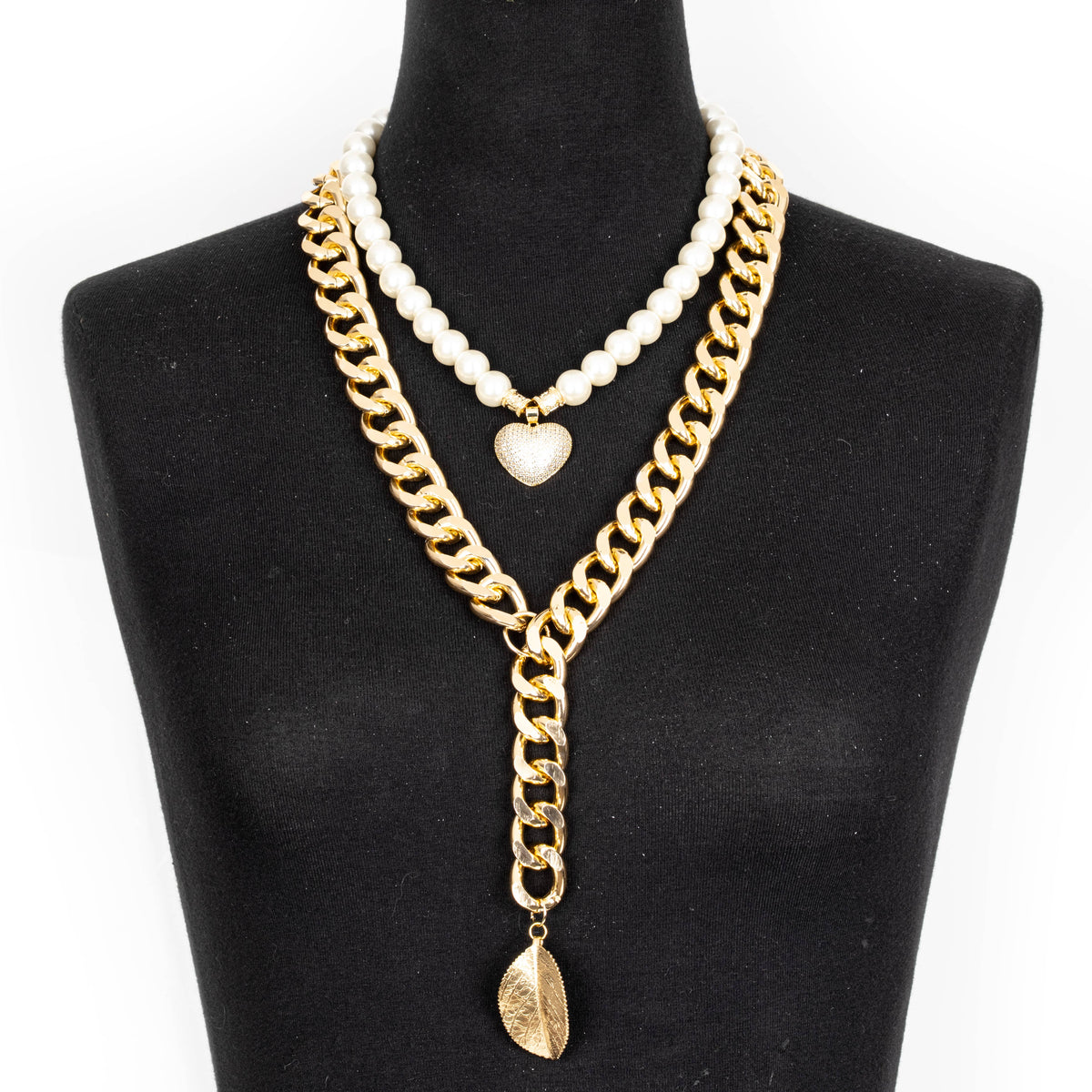 Gold Chain & Pearl Layered Necklace with Star Charm