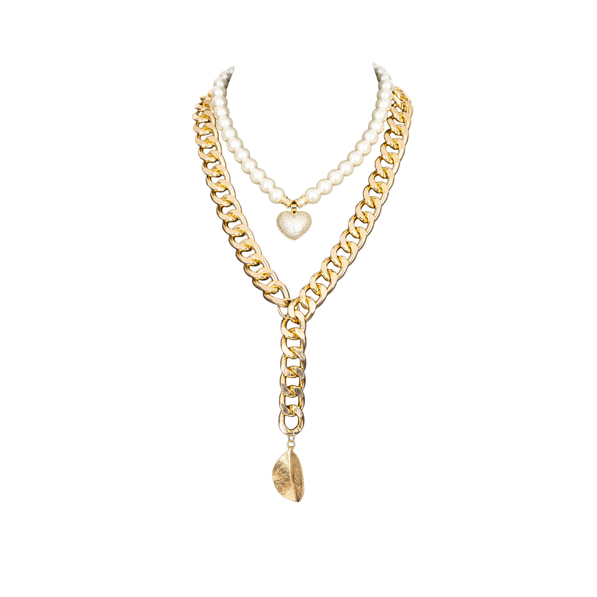 Gold Chain & Pearl Layered Necklace with Star Charm