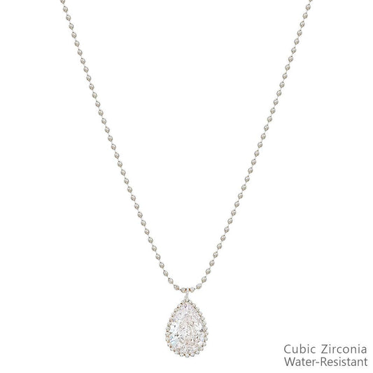 Silver Chain with Crystal Teardrop 16"-18" Necklace