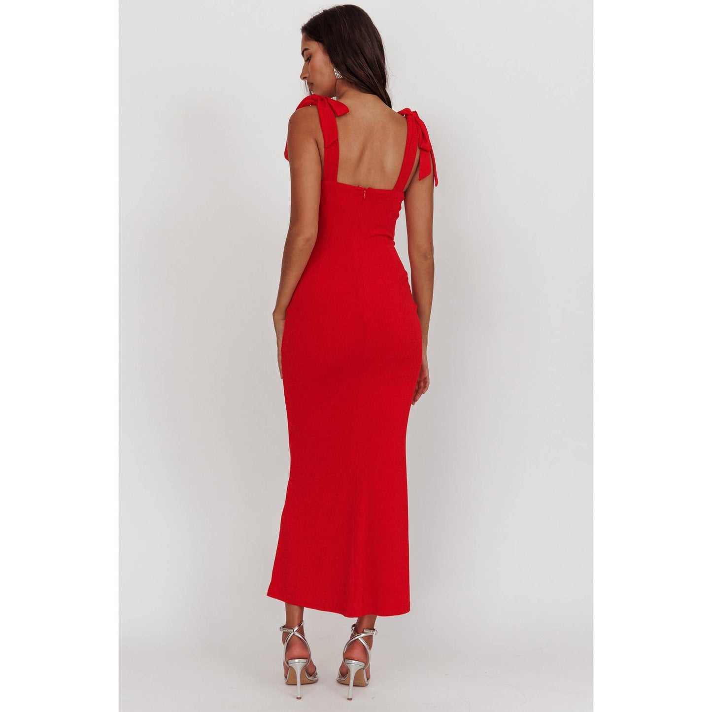 SLEEVELESS TIED STRAP MAXI DRESS