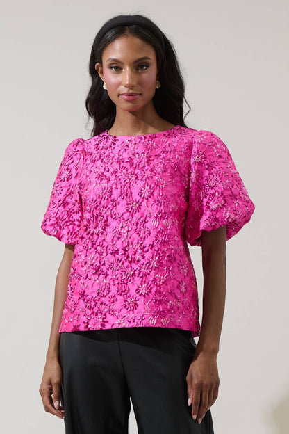 Harrington Jacquard Floral Joi Bubble Top