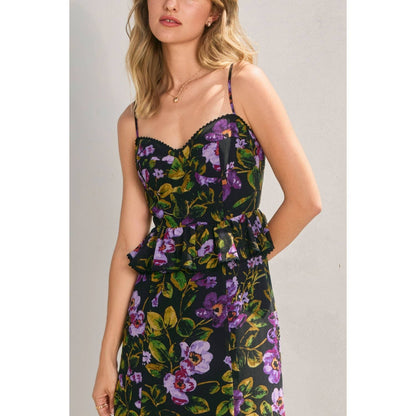 Midnight Lurex Ruffled Dress