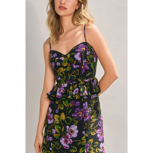 Midnight Lurex Ruffled Dress