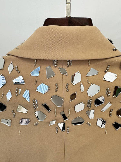 Mirror Beaded Suit Jacket & Shorts Set