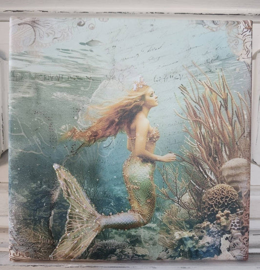 Canvas Wall Art Beautiful Blonde Mermaid