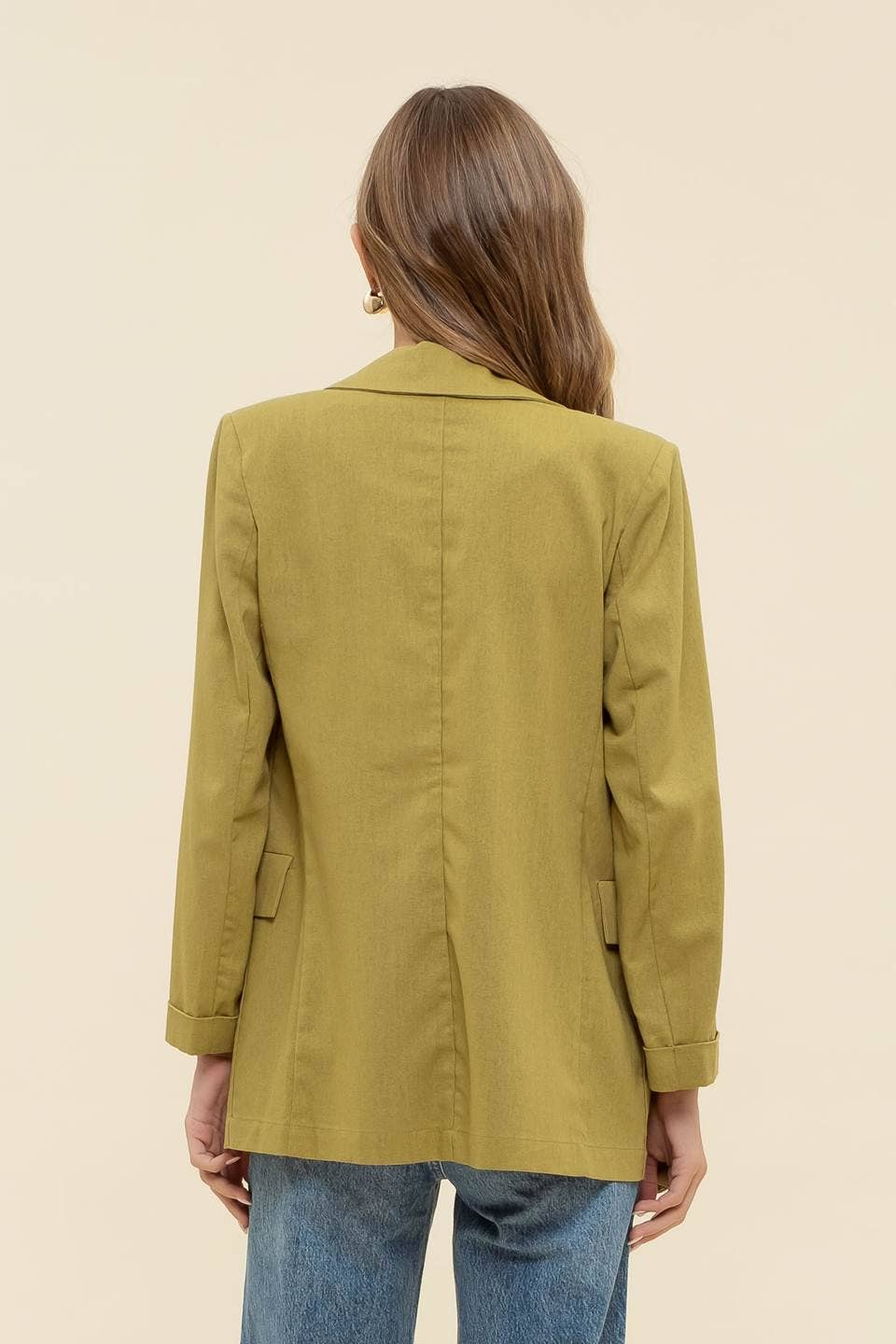 3/4 CUFF SLEEVE COLLARED BLAZER