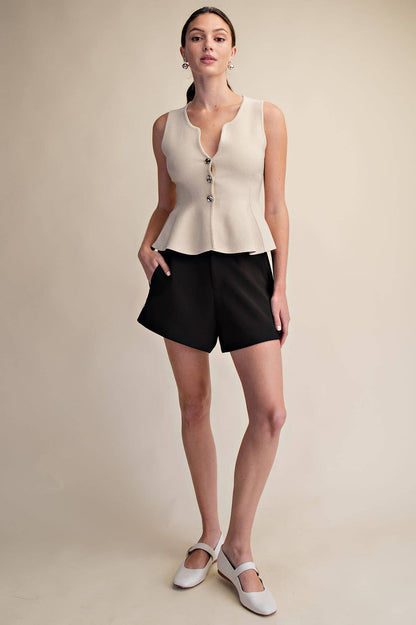 High Waisted Tailored Wide Shorts