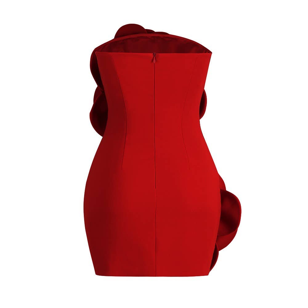 3D Flower Tube Dress - Bold Elegance